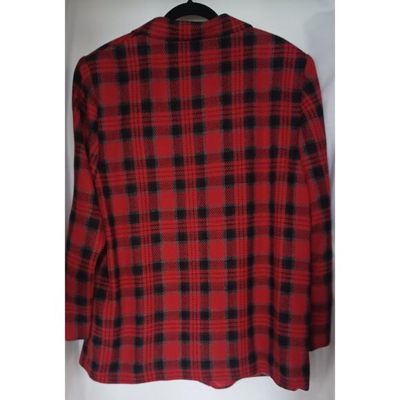 Vintage Requirements Red Black Plaid Blazer Size 20W Wool Blend Career Jacket - Picture 4 of 6